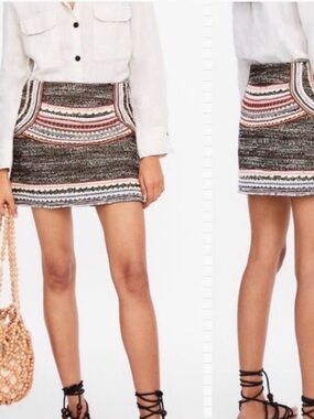 Zara Multicolor Boho Embroidered Mini Skirt Size S